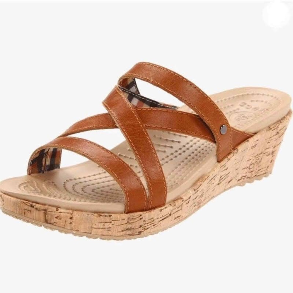 Crocs A-Leigh Mini Wedge Leather Sandals